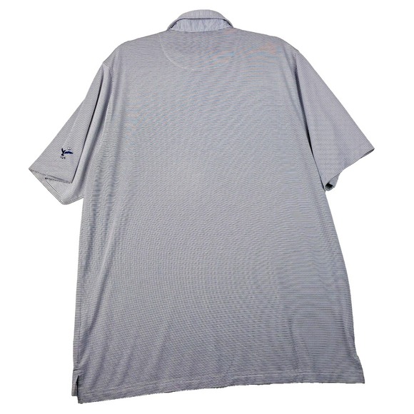Donald Ross Polo Shirt Men's L Blue Stripe‎ Golf Blue Eagle w/ White Globe Logo - Picture 2 of 10
